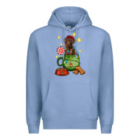 Colony Blue Christmas coffee cup with Labrador Premium Hoodie - RanaPortraitStore