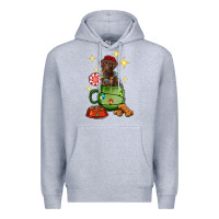 Heather Grey Christmas coffee cup with Labrador Premium Hoodie - RanaPortraitStore