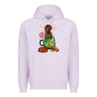 Lilac Christmas coffee cup with Labrador Premium Hoodie - RanaPortraitStore