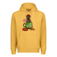 Mustard Christmas coffee cup with Labrador Premium Hoodie - RanaPortraitStore