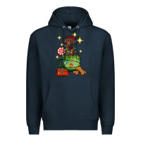 Navy Christmas coffee cup with Labrador Premium Hoodie - RanaPortraitStore