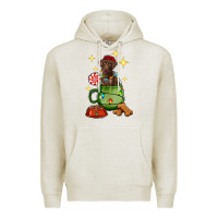 Oatmeal Heather Christmas coffee cup with Labrador Premium Hoodie - RanaPortraitStore