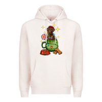 Pale Pink Christmas coffee cup with Labrador Premium Hoodie - RanaPortraitStore