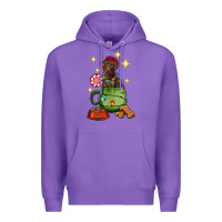 Purple Christmas coffee cup with Labrador Premium Hoodie - RanaPortraitStore