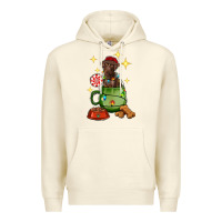 Sandshell Christmas coffee cup with Labrador Premium Hoodie - RanaPortraitStore