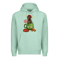 Seafoam Christmas coffee cup with Labrador Premium Hoodie - RanaPortraitStore