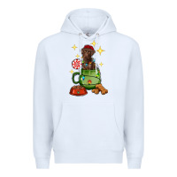 White Christmas coffee cup with Labrador Premium Hoodie - RanaPortraitStore