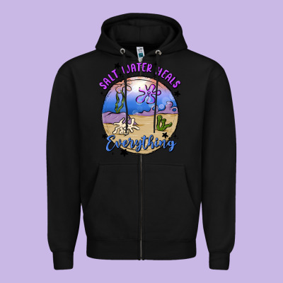 Salt Water Heals Everything Zipper Hoodie Designed By Maliassmallbusiness