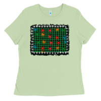 Matcha christmas buffalo plaid and lights background Ladies Tee - AdoDesignShop