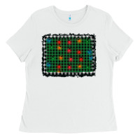 White christmas buffalo plaid and lights background Ladies Tee - AdoDesignShop