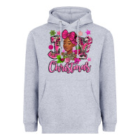 Heather Grey pink christmas joy black woman Heavyweight Hoodie - MaliasSmallBusiness