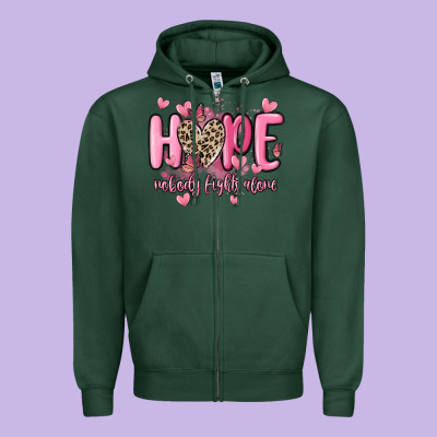 Hope Nobody Fights Alone Zipper Hoodie Designed By Maliassmallbusiness
