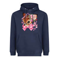 Navy reindeer head christmas Heavyweight Hoodie - MaliasSmallBusiness