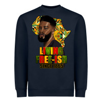 Navy juneteenth living freeish since 1865 Heavyweight Sweatshirt - HRA Design Shop