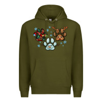 Army Green Christmas paws Premium Hoodie - RanaPortraitStore