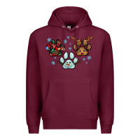 Burgundy Christmas paws Premium Hoodie - RanaPortraitStore