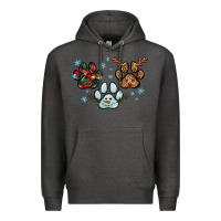 Charcoal Heather Christmas paws Premium Hoodie - RanaPortraitStore
