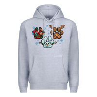 Heather Grey Christmas paws Premium Hoodie - RanaPortraitStore