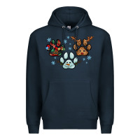 Navy Christmas paws Premium Hoodie - RanaPortraitStore