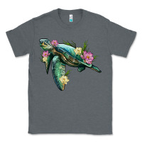 Charcoal Heather sea turtle with lotus Classic Tee - Artiststas