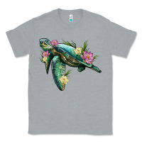 Heather Grey sea turtle with lotus Classic Tee - Artiststas