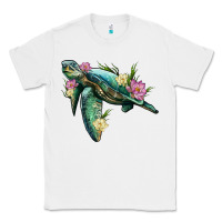 White sea turtle with lotus Classic Tee - Artiststas