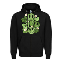 Black st. patrick's day green smile Zipper Hoodie - MaliasSmallBusiness