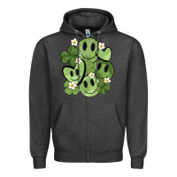 Charcoal Heather st. patrick's day green smile Zipper Hoodie - MaliasSmallBusiness