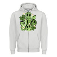 Dove Grey st. patrick's day green smile Zipper Hoodie - MaliasSmallBusiness