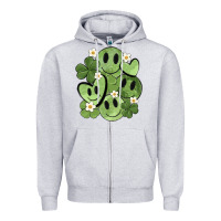 Heather Grey st. patrick's day green smile Zipper Hoodie - MaliasSmallBusiness