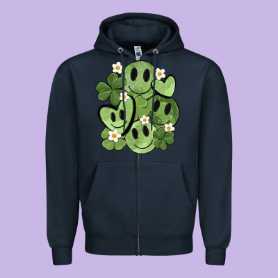 St. Patrick's Day Green Smile Zipper Hoodie Designed By Maliassmallbusiness