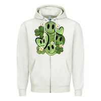 Oatmeal Heather st. patrick's day green smile Zipper Hoodie - MaliasSmallBusiness