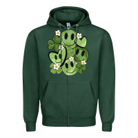 Sports Green st. patrick's day green smile Zipper Hoodie - MaliasSmallBusiness
