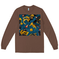 Chestnut construction vehicles seamless pattern Long Sleeve Tee - BundleAndBundleShop