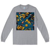 Heather Grey construction vehicles seamless pattern Long Sleeve Tee - BundleAndBundleShop
