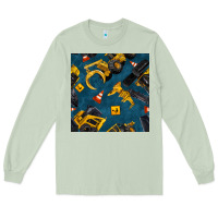 Matcha construction vehicles seamless pattern Long Sleeve Tee - BundleAndBundleShop