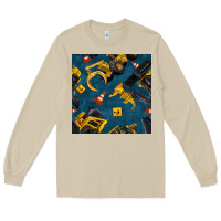Mushroom construction vehicles seamless pattern Long Sleeve Tee - BundleAndBundleShop