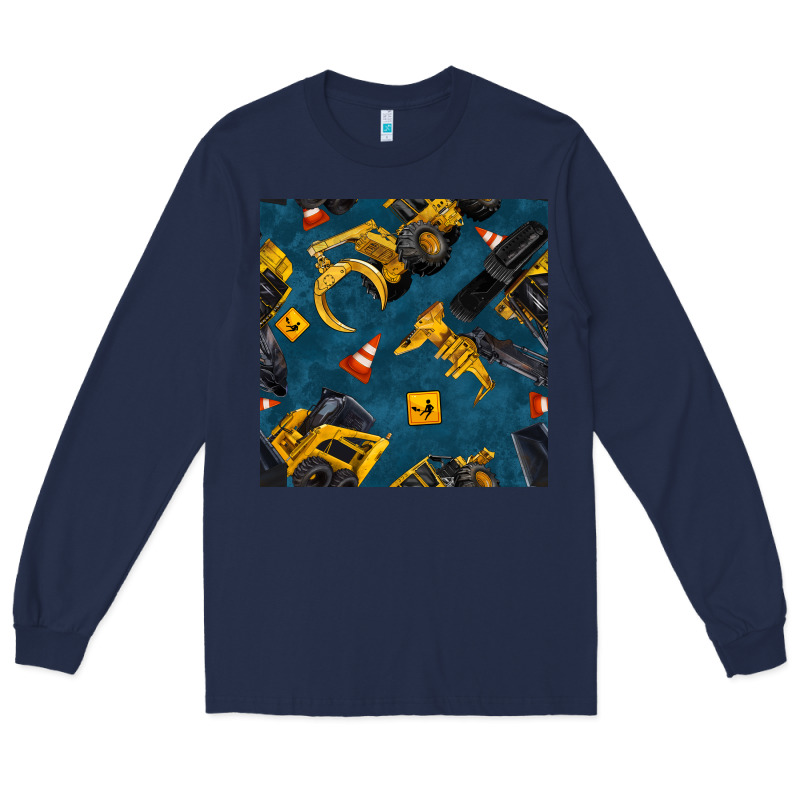 Construction Vehicles Seamless Pattern Long Sleeve Tee by BundleAndBundleShop | Teevron