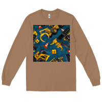 Toasted Coconut construction vehicles seamless pattern Long Sleeve Tee - BundleAndBundleShop