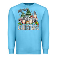 Ocean Blue merry christmas gnomes truck Premium Sweatshirt - MaliasSmallBusiness