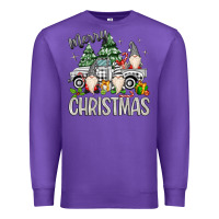 Purple merry christmas gnomes truck Premium Sweatshirt - MaliasSmallBusiness