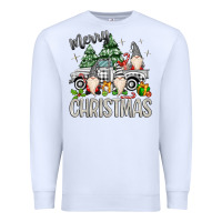 White merry christmas gnomes truck Premium Sweatshirt - MaliasSmallBusiness