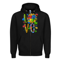 Black autism love Zipper Hoodie - MaliasSmallBusiness