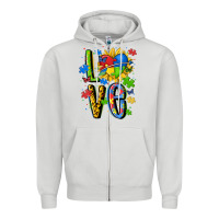 Dove Grey autism love Zipper Hoodie - MaliasSmallBusiness