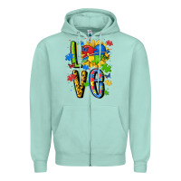 Seafoam autism love Zipper Hoodie - MaliasSmallBusiness