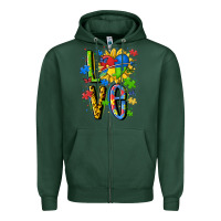 Sports Green autism love Zipper Hoodie - MaliasSmallBusiness