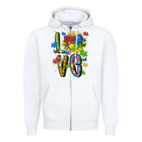 White autism love Zipper Hoodie - MaliasSmallBusiness