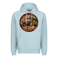 Blue Mist Christmas Tractor Premium Hoodie - RanaPortraitStore