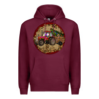 Burgundy Christmas Tractor Premium Hoodie - RanaPortraitStore