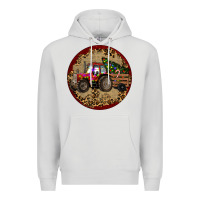 Dove Grey Christmas Tractor Premium Hoodie - RanaPortraitStore